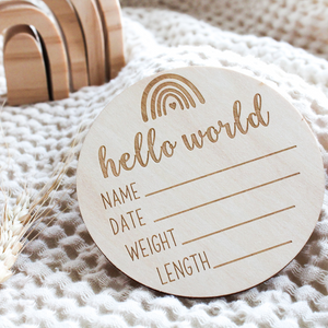 Rainbow Wooden Milestone Disc - Hello World